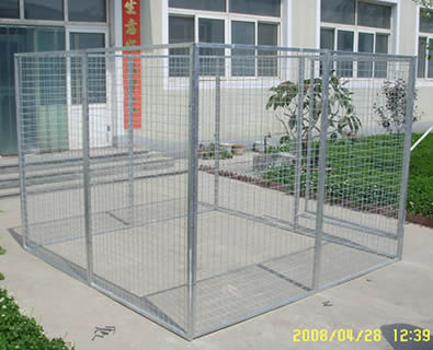 A customer received his galvanized dog kennel panels, and immediately assembled dog kennel in his yard.